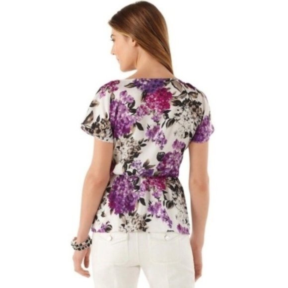 whbm Floral Print Flutter Sleeve Peplum Blouse XS - Picture 8 of 11